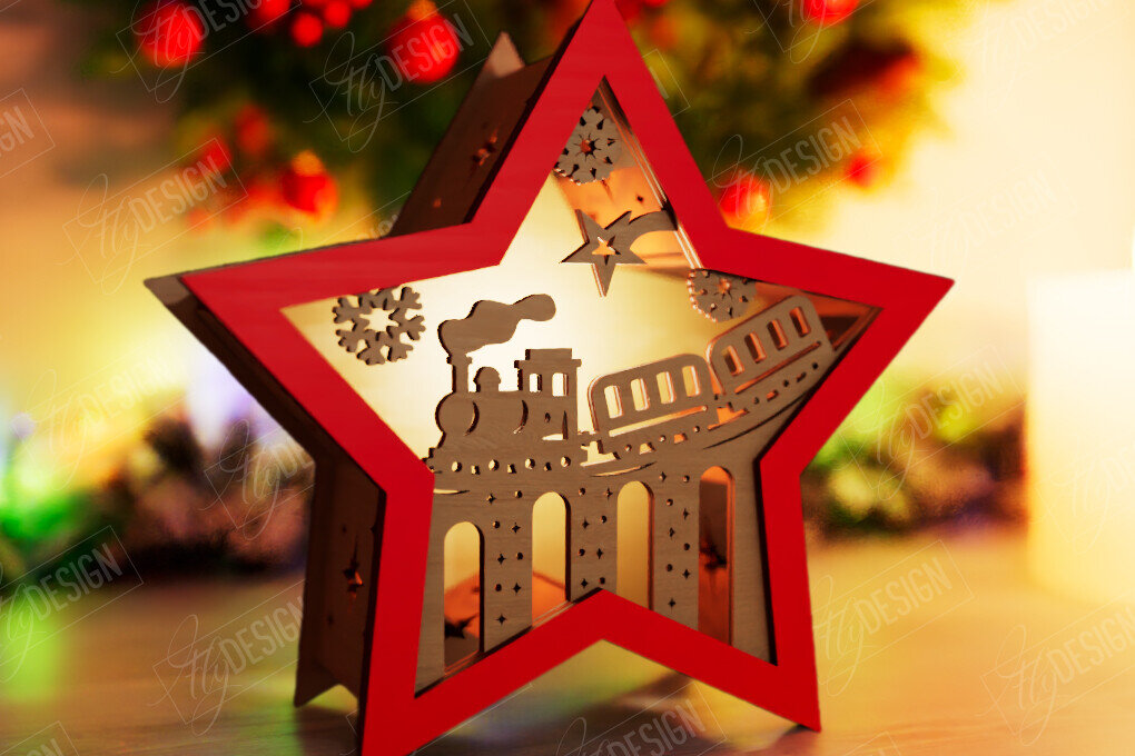 Intra απο ξύλο plywood 3mm-4mm πάχος Christmas Shadow Star Lantern | Αργία Δίασταση 15x15 cm INTRAFABR-108438991