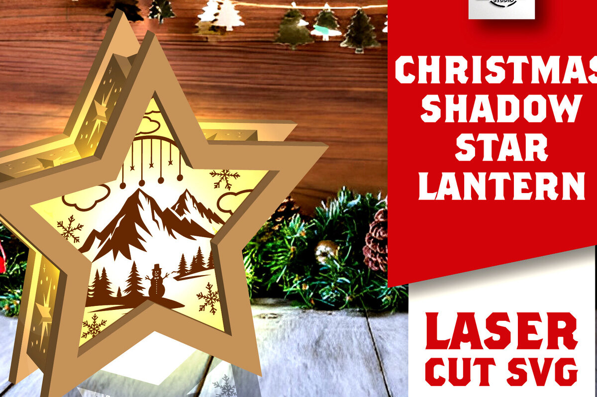 Σετ των 2 Intra απο ξύλο plywood 3mm-4mm πάχος Χριστουγεννιάτικο φανάρι σκιών με λέιζερ Δίασταση 15x15 cm INTRAFABR-109161978