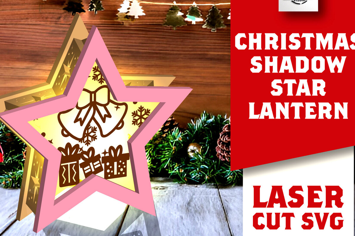 Σετ των 2 Intra απο ξύλο plywood 3mm-4mm πάχος Χριστουγεννιάτικο φανάρι σκιών με λέιζερ Δίασταση 15x15 cm INTRAFABR-109161469