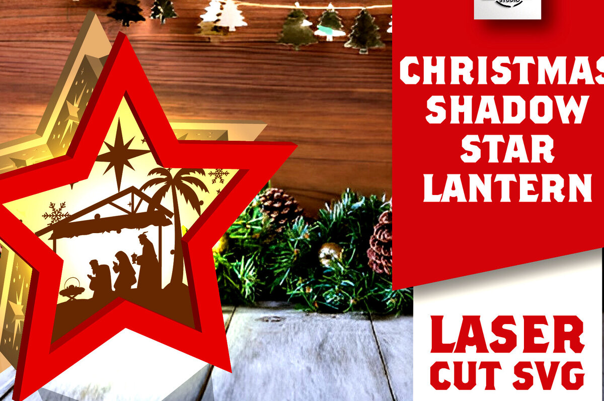 Σετ των 2 Intra απο ξύλο plywood 3mm-4mm πάχος Χριστουγεννιάτικο φανάρι σκιών με λέιζερ Δίασταση 15x15 cm INTRAFABR-109161670