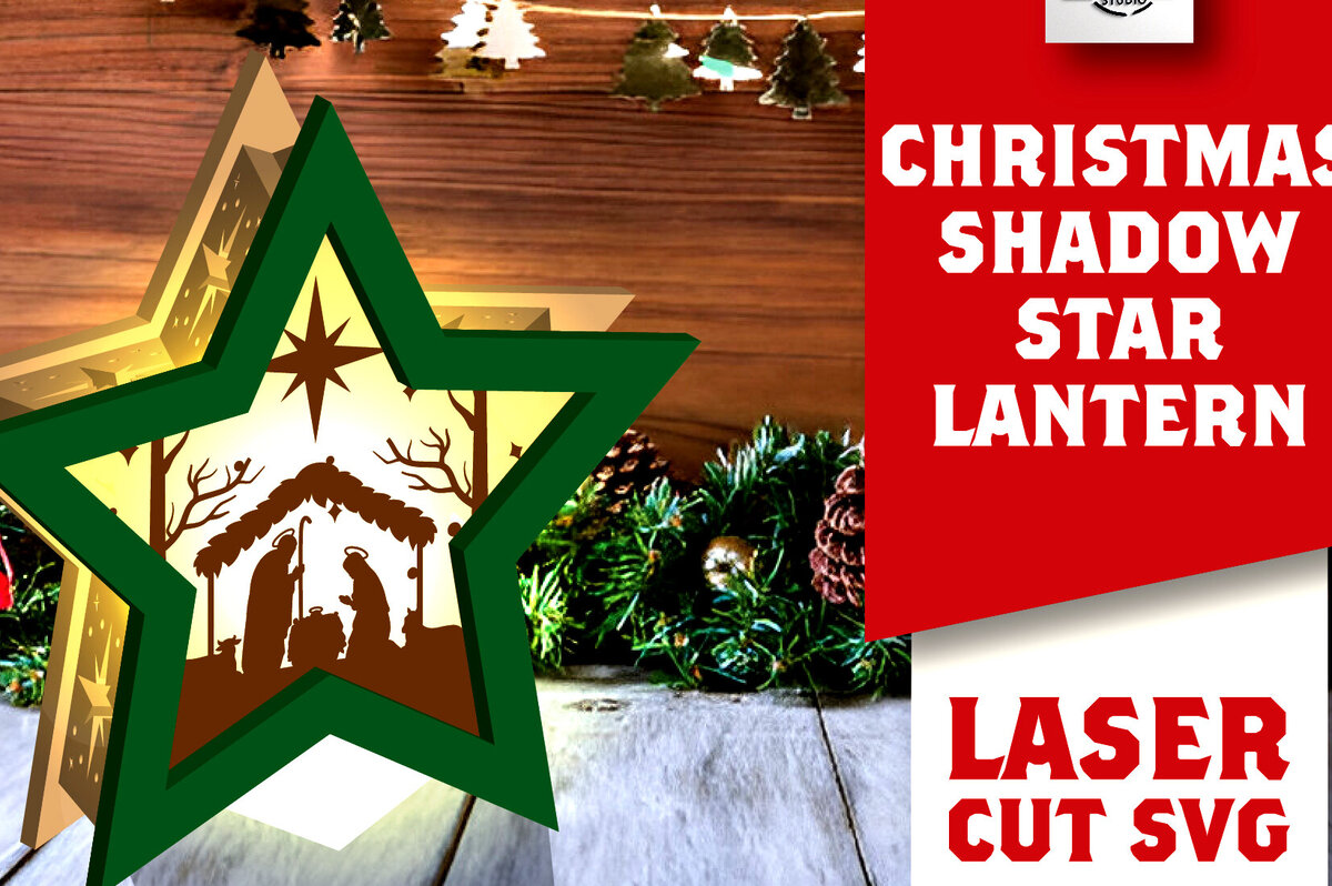 Σετ των 2 Intra απο ξύλο plywood 3mm-4mm πάχος Χριστουγεννιάτικο φανάρι σκιών με λέιζερ Δίασταση 15x15 cm INTRAFABR-109161737