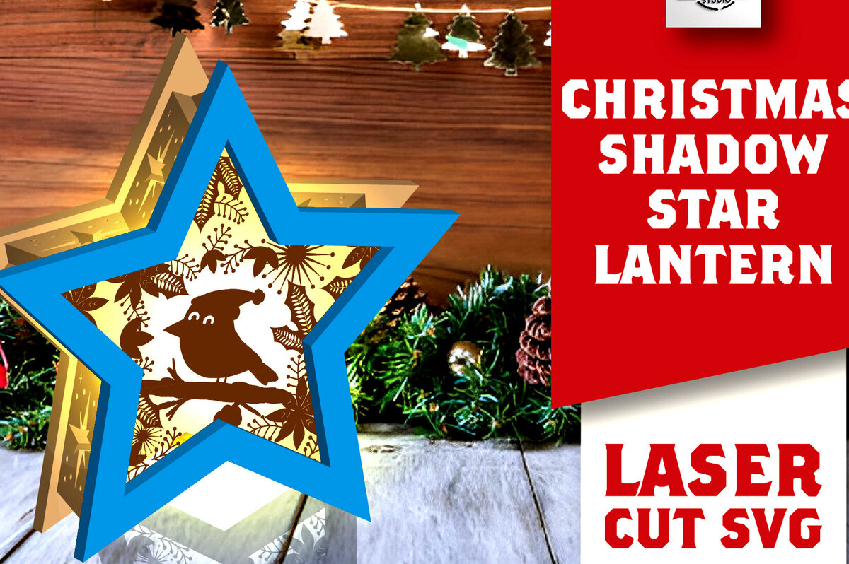 Σετ των 2 Intra απο ξύλο plywood 3mm-4mm πάχος Χριστουγεννιάτικο φανάρι σκιών με λέιζερ Δίασταση 15x15 cm INTRAFABR-109161790