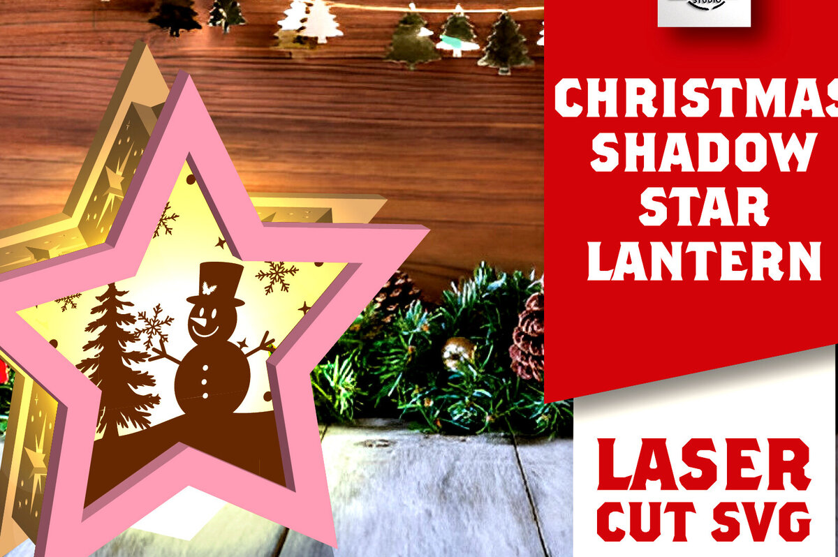 Σετ των 2 Intra απο ξύλο plywood 3mm-4mm πάχος Χριστουγεννιάτικο φανάρι σκιών με λέιζερ Δίασταση 15x15 cm INTRAFABR-109161834