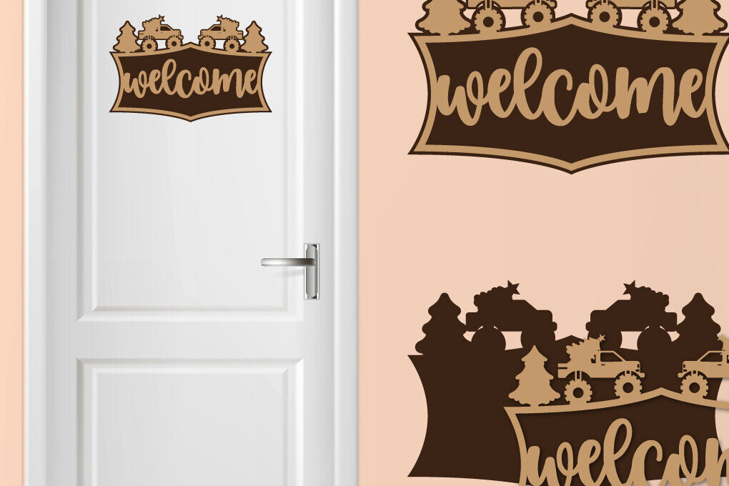 Intra απο ξύλο plywood 3mm-4mm πάχος Χριστουγεννιάτικο σημάδι - Χριστουγεννιάτικο σημάδι καλωσορίσματος Δίασταση 30x20 cm INTRAFABR-108989010