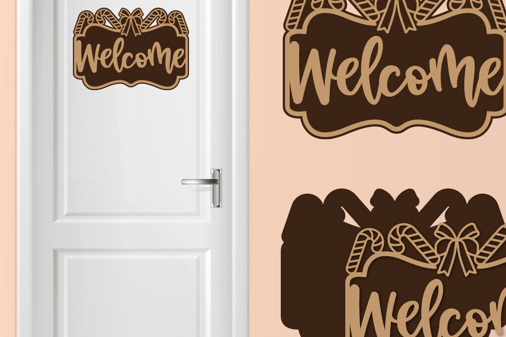 Intra απο ξύλο plywood 3mm-4mm πάχος Χριστουγεννιάτικο σημάδι - Χριστουγεννιάτικο σημάδι καλωσορίσματος Δίασταση 30x20 cm INTRAFABR-110155923