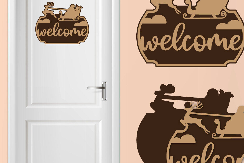 Intra απο ξύλο plywood 3mm-4mm πάχος Χριστουγεννιάτικο σημάδι - Χριστουγεννιάτικο σημάδι καλωσορίσματος Δίασταση 30x20 cm INTRAFABR-106314350