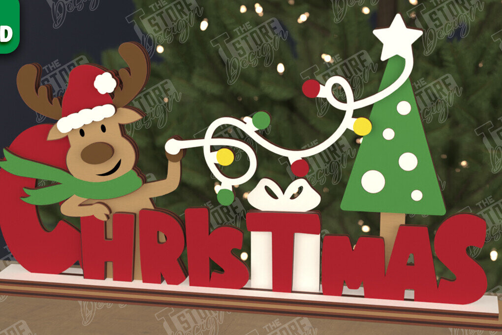 Σετ των 2 Intra απο ξύλο plywood 3mm-4mm πάχος Χριστουγεννιάτικη πινακίδα |Εορταστική διακόσμηση| Ιδέα δώρου Δίασταση 15x15 cm INTRAFABR-107358818