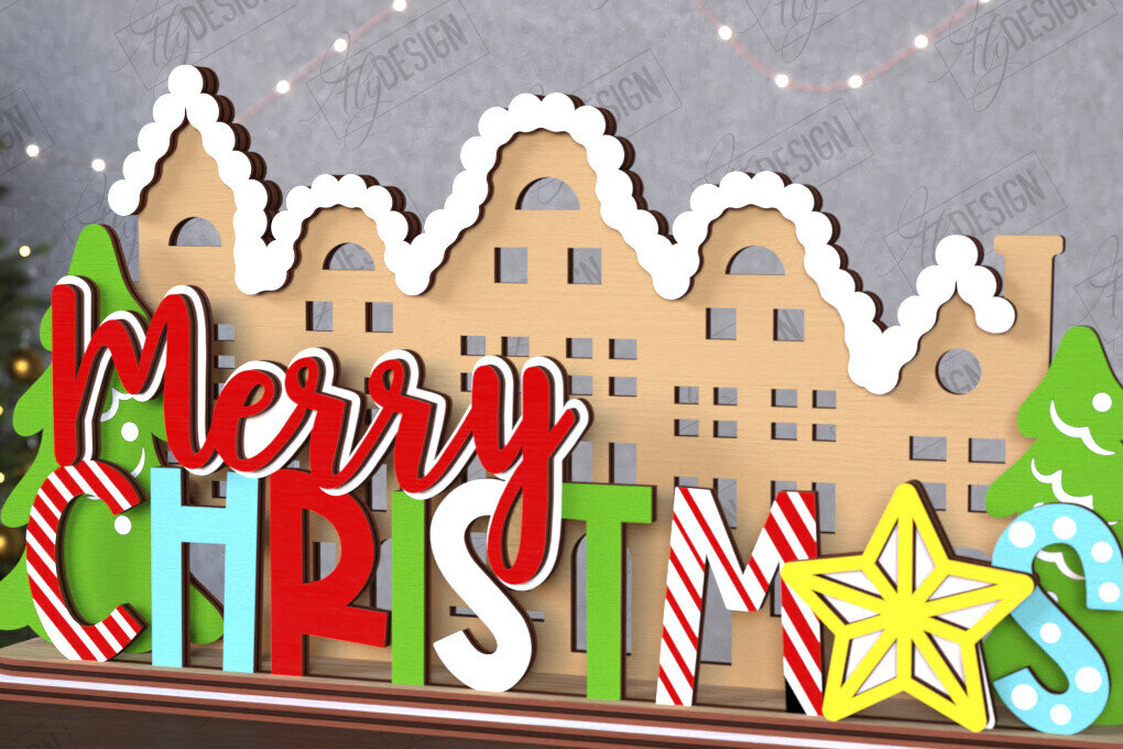 Σετ των 2 Intra απο ξύλο plywood 3mm-4mm πάχος Χριστουγεννιάτικη πινακίδα | Διακοσμήσεις διακοπών Δίασταση 15x15 cm INTRAFABR-111630608