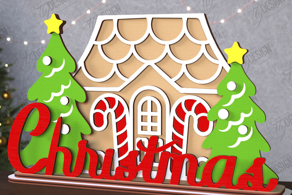 Σετ των 2 Intra απο ξύλο plywood 3mm-4mm πάχος Χριστουγεννιάτικη πινακίδα | Διακοσμήσεις διακοπών Δίασταση 15x15 cm INTRAFABR-111630638