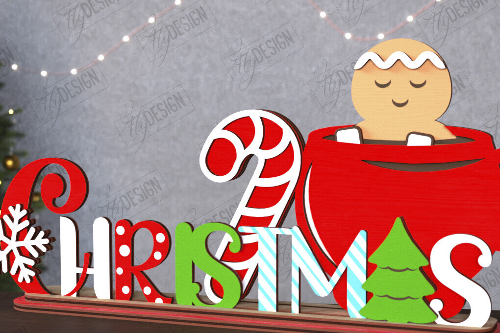 Σετ των 2 Intra απο ξύλο plywood 3mm-4mm πάχος Χριστουγεννιάτικη πινακίδα | Διακοσμήσεις διακοπών Δίασταση 15x15 cm INTRAFABR-111630745