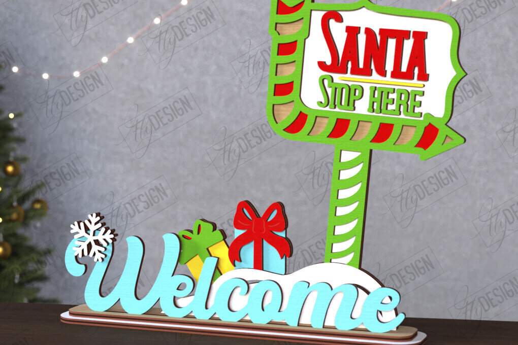 Σετ των 2 Intra απο ξύλο plywood 3mm-4mm πάχος Χριστουγεννιάτικη πινακίδα | Διακοσμήσεις διακοπών Δίασταση 15x15 cm INTRAFABR-111630941