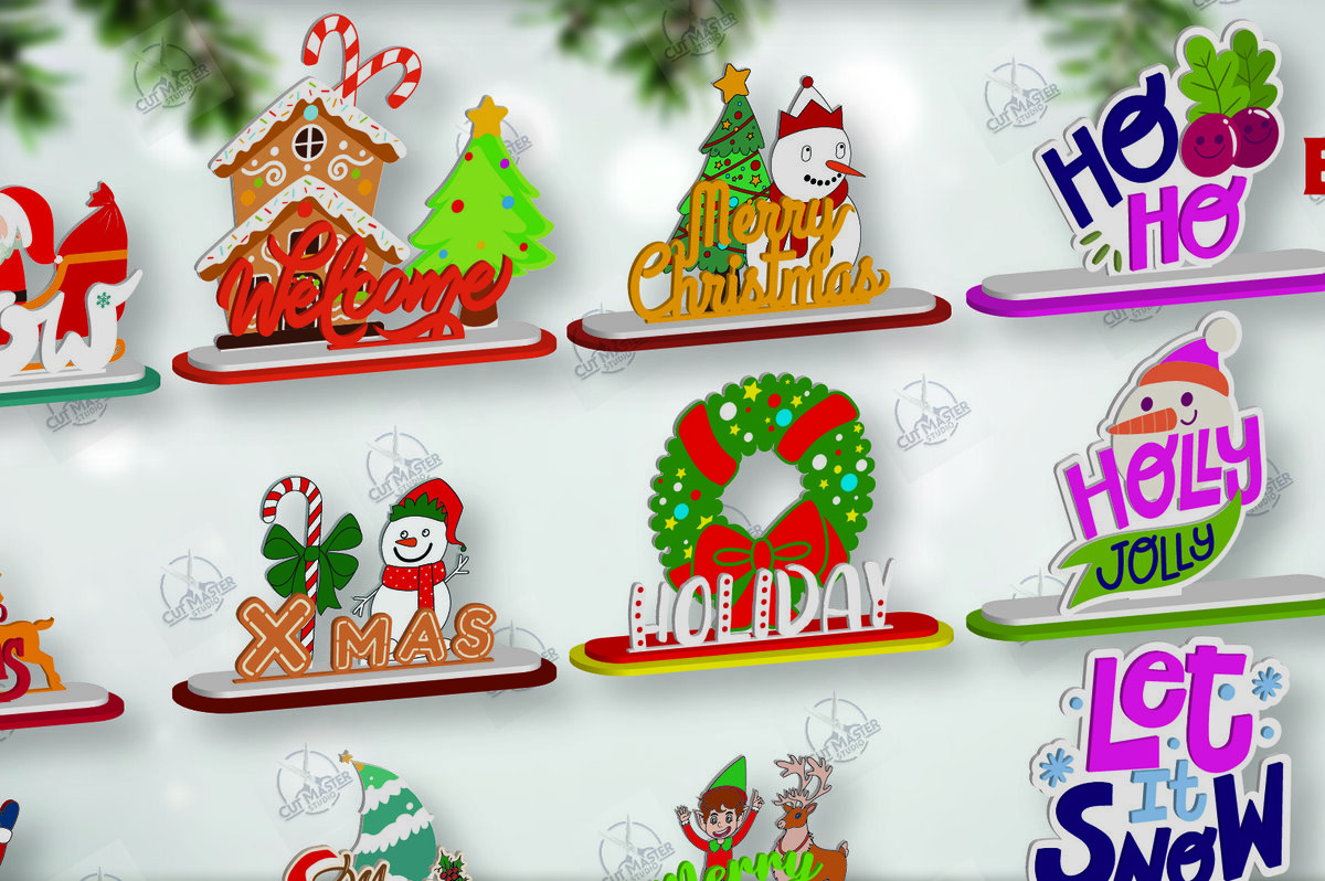 Σετ των 2 Intra απο ξύλο plywood 3mm-4mm πάχος Cut με λέιζερ Χριστουγεννιάτικο σημάδι Δίασταση 15x15 cm INTRAFABR-112163505