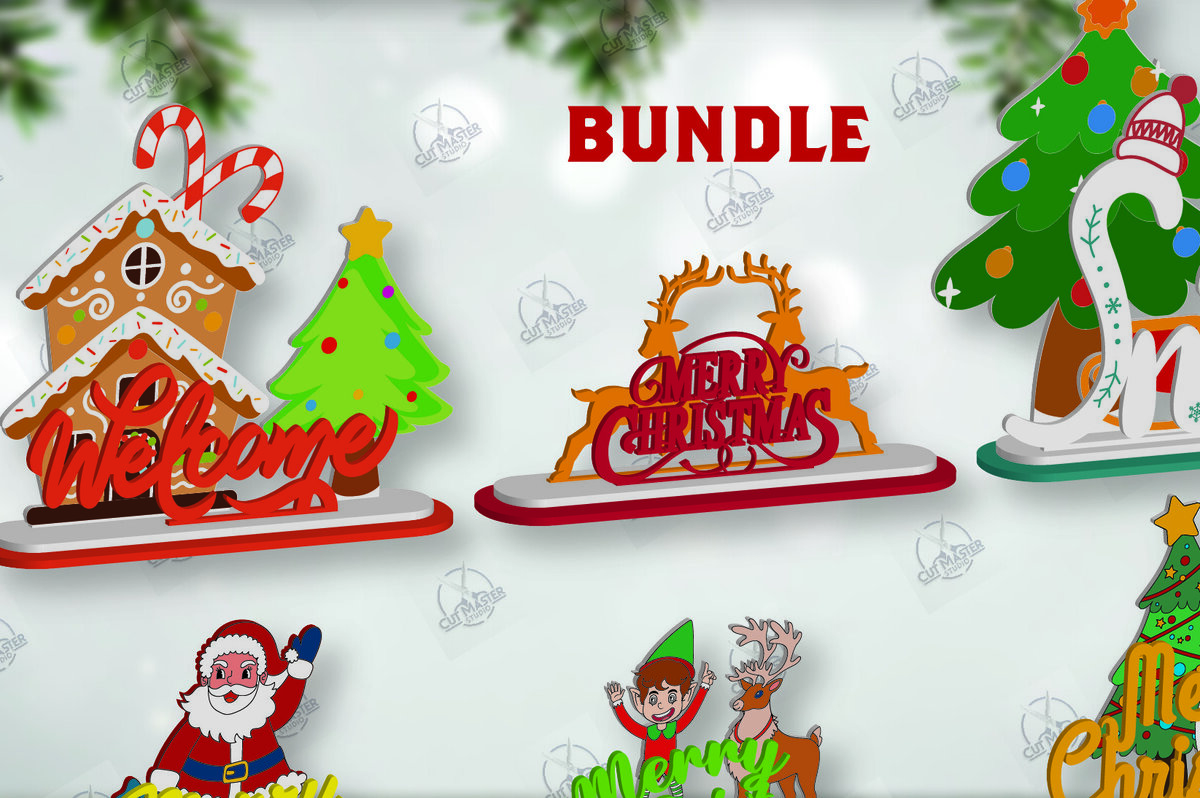 Σετ των 2 Intra απο ξύλο plywood 3mm-4mm πάχος Cut με λέιζερ Χριστουγεννιάτικο σημάδι Δίασταση 15x15 cm INTRAFABR-111989627