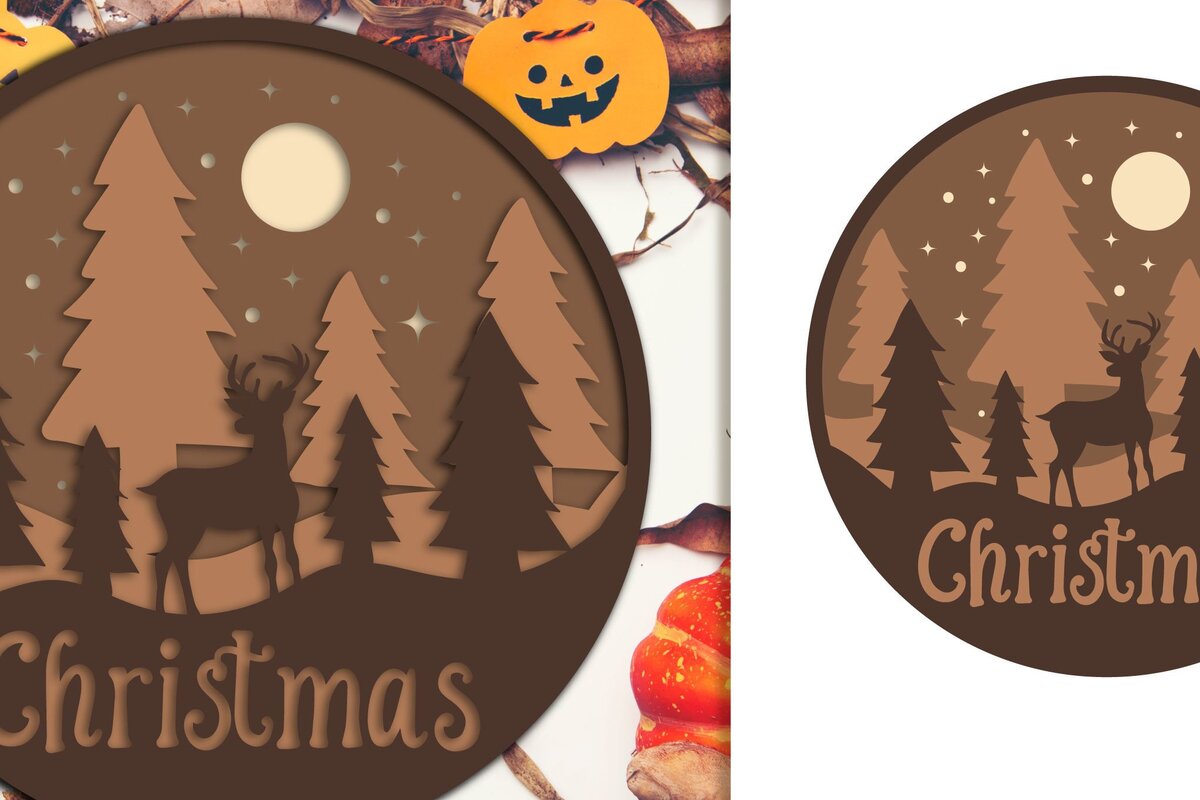 Σετ των 2 Intra απο ξύλο plywood 3mm-4mm πάχος κοπής με λέιζερ με στρώσεις Χριστουγεννιάτικων πινακίδων Δίασταση 15x15 cm INTRAFABR-36328458