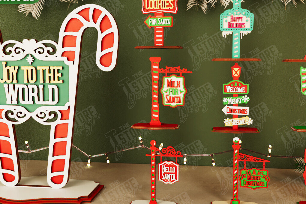 Σετ των 2 Intra απο ξύλο plywood 3mm-4mm πάχος χριστουγεννιάτικων πινακίδων | Διακόσμηση διακοπών Δίασταση 15x15 cm INTRAFABR-107622545