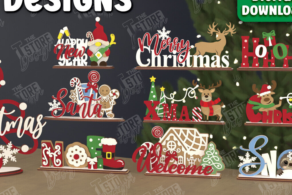 Σετ των 2 Intra απο ξύλο plywood 3mm-4mm πάχος χριστουγεννιάτικων πινακίδων | Διακόσμηση διακοπών Δίασταση 15x15 cm INTRAFABR-107358891