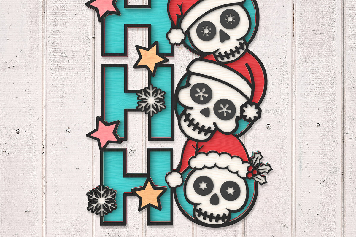 Intra απο ξύλο plywood 3mm-4mm πάχος Χριστουγεννιάτικα κρανία HOHOHO Sign Cut  Δίασταση 30x20 cm INTRAFABR-106853536