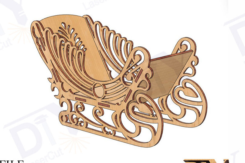 Σετ των 3 Intra απο ξύλο plywood 3mm-4mm πάχος Χριστουγεννιάτικο έλκηθρο Candy Dish Δίασταση 3x3 cm INTRAFABR-111379808