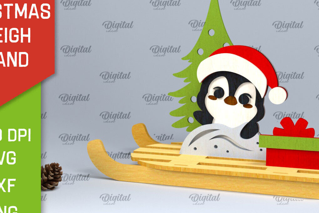 Σετ των 2 Intra απο ξύλο plywood 3mm-4mm πάχος Χριστουγεννιάτικη βάση έλκηθρου Σχέδιο κοπής με λέιζερ Δίασταση 15x15 cm INTRAFABR-100933008