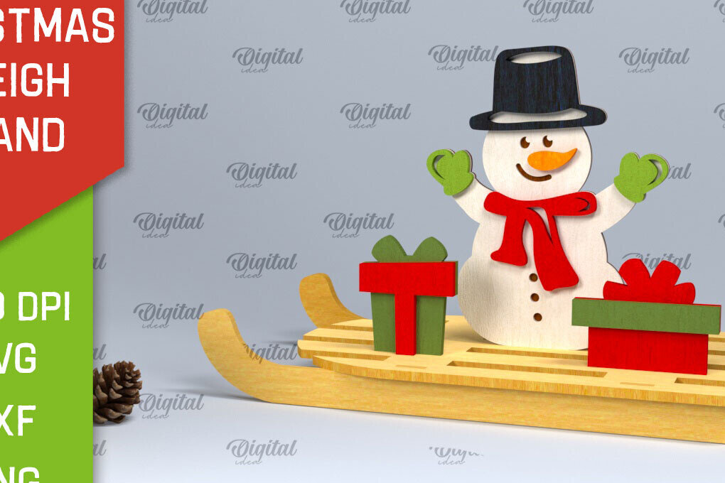 Σετ των 3 Intra απο ξύλο plywood 3mm-4mm πάχος Χριστουγεννιάτικη βάση έλκηθρου Σχέδιο κοπής με λέιζερ Δίασταση 15x15 cm INTRAFABR-100933700