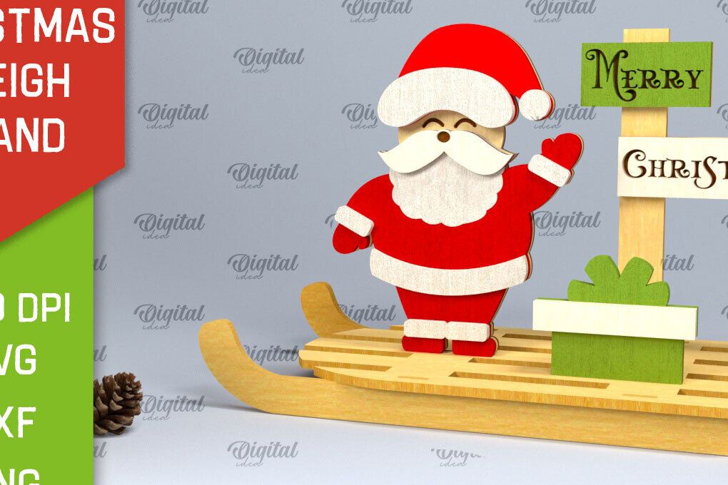 Σετ των 2 Intra απο ξύλο plywood 3mm-4mm πάχος Χριστουγεννιάτικη βάση έλκηθρου Σχέδιο κοπής με λέιζερ Δίασταση 15x15 cm INTRAFABR-100931809