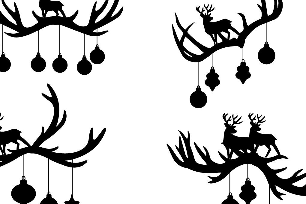 Σετ των 2 Intra απο ξύλο plywood 3mm-4mm πάχος Χριστουγεννιάτικο μικρό δάσος ελαφιών Δίασταση 15x15 cm INTRAFABR-77682795