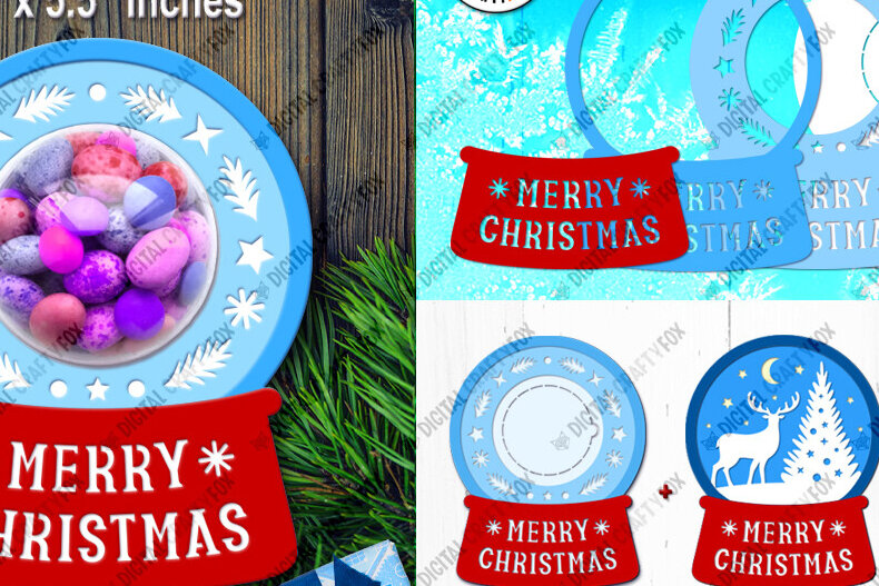 Σετ των 2 Intra απο ξύλο plywood 3mm-4mm πάχος Christmas Snow Globe Candy Dome Δίασταση 14x14 cm INTRAFABR-79991083