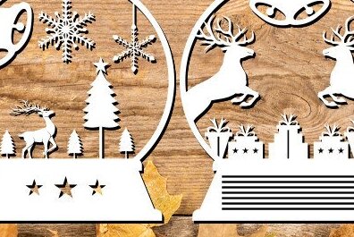 Intra απο ξύλο plywood 3mm-4mm πάχος Χριστουγεννιάτικη σφαίρα χιονιού κοπή χαρτιού Δίασταση 15x15 cm INTRAFABR-42729825