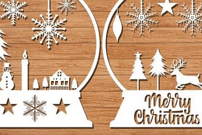 Intra απο ξύλο plywood 3mm-4mm πάχος Χριστουγεννιάτικη σφαίρα χιονιού κοπή χαρτιού Δίασταση 15x15 cm INTRAFABR-42729831