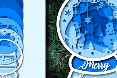 Σετ των 2 Intra απο ξύλο plywood 3mm-4mm πάχος Christmas Snow Globe Paper Cut Δίασταση 15x15 cm INTRAFABR-80306454