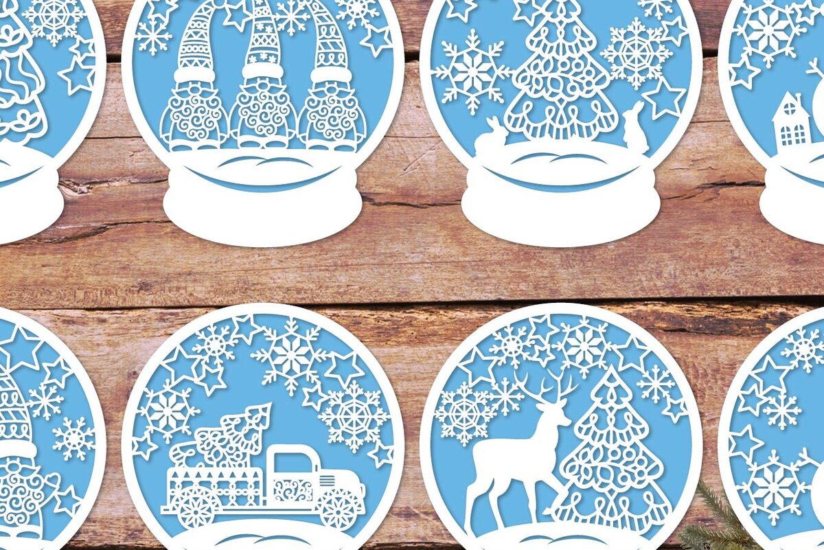 Σετ των 3 Intra απο ξύλο plywood 3mm-4mm πάχος Χριστουγεννιάτικη κάρτα Snow Globe Χριστουγεννιάτικη κάρτα Δίασταση 15x15 cm INTRAFABR-81680715