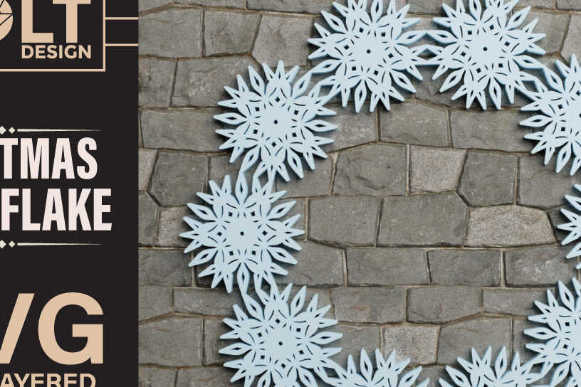 Intra απο ξύλο plywood 3mm-4mm πάχος Χριστουγεννιάτικη νιφάδα χιονιού 3D Layered Cut Δίασταση 40x40 cm INTRAFABR-76017921