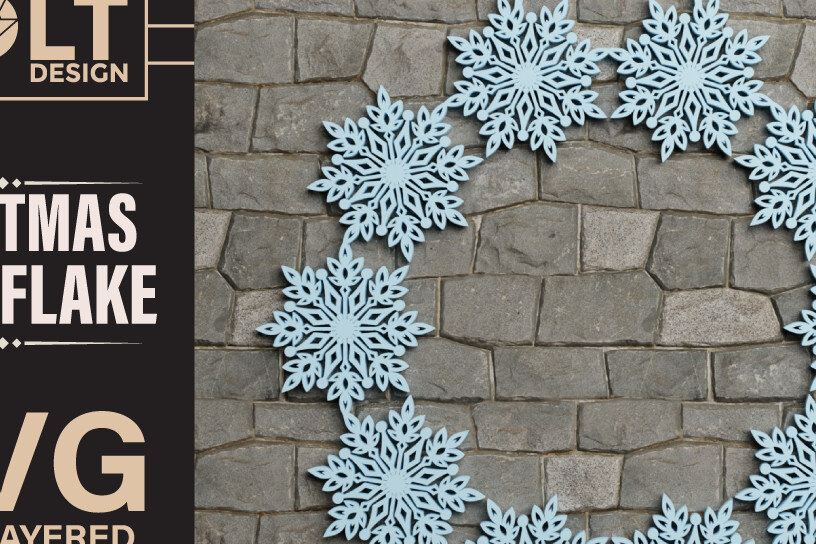 Intra απο ξύλο plywood 3mm-4mm πάχος Χριστουγεννιάτικη νιφάδα χιονιού 3D Layered Cut Δίασταση 40x40 cm INTRAFABR-76017861