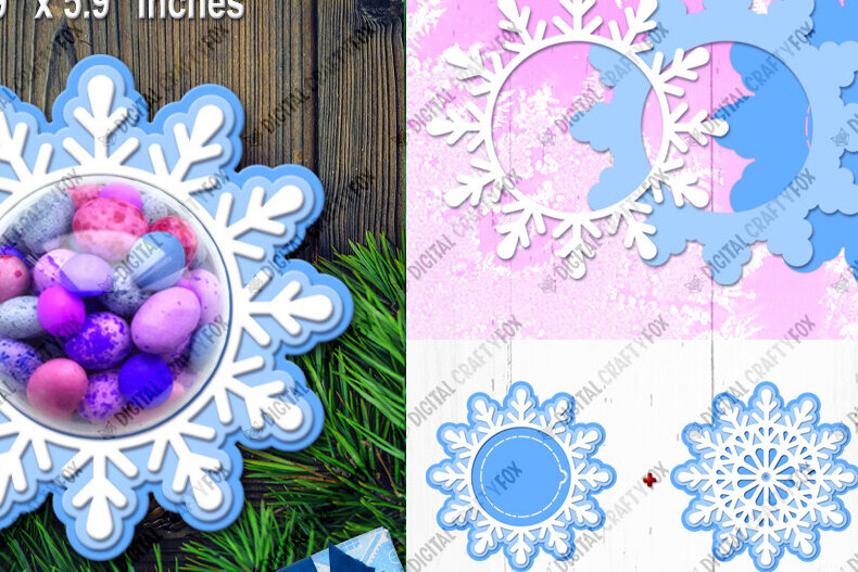 Σετ των 2 Intra απο ξύλο plywood 3mm-4mm πάχος Χριστουγεννιάτικο Snowflake Candy Dome, τρισδιάστατο παιχνίδι Δίασταση 15x15 cm INTRAFABR-80255575