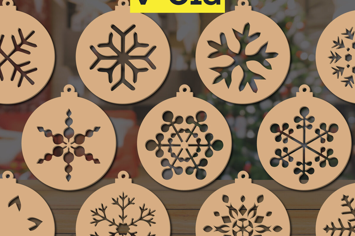 Σετ των 2 Intra απο ξύλο plywood 3mm-4mm πάχος Χριστουγεννιάτικο Snowflake Cut File Δίασταση 15x15 cm INTRAFABR-19096754