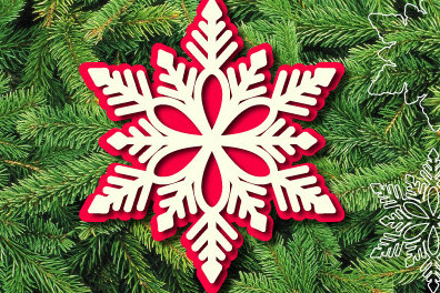 Σετ των 2 Intra απο ξύλο plywood 3mm-4mm πάχος Χριστουγεννιάτικο Snowflake Cut 1190 Δίασταση 15x15 cm INTRAFABR-110169110