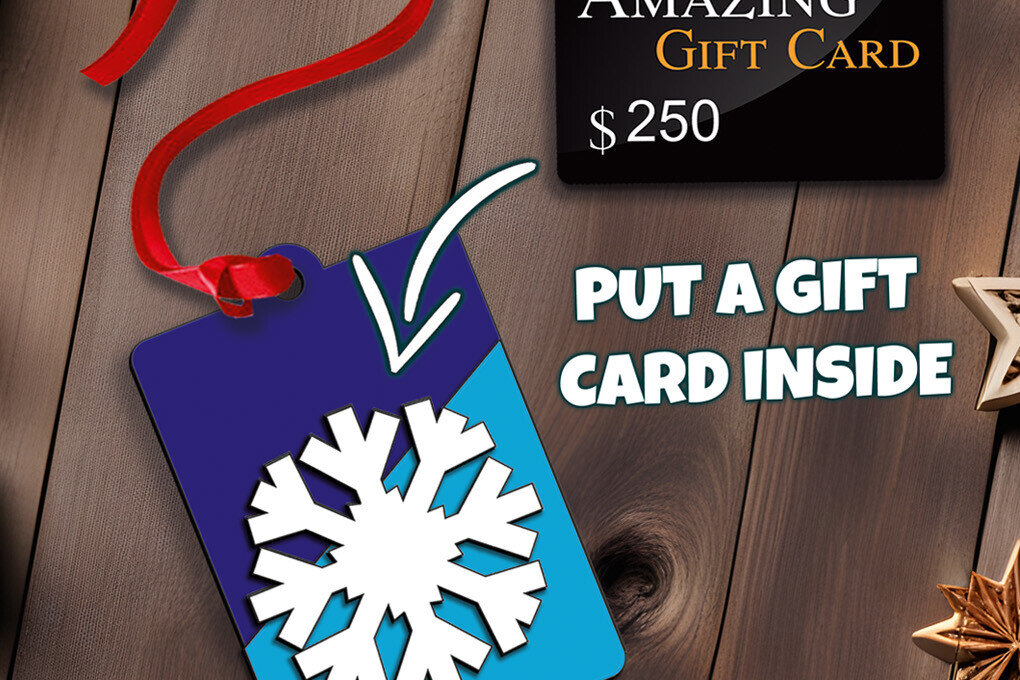 Σετ των 2 Intra απο ξύλο plywood 3mm-4mm πάχος Χριστουγεννιάτικη δωροκάρτα Snowflake Money Δίασταση 15x15 cm INTRAFABR-108602396