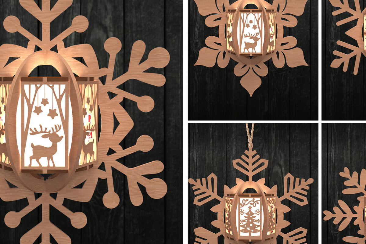 Intra απο ξύλο plywood 3mm-4mm πάχος φαναριού με χριστουγεννιάτικο νιφάδα χιονιού Δίασταση 30x20 cm INTRAFABR-109536788