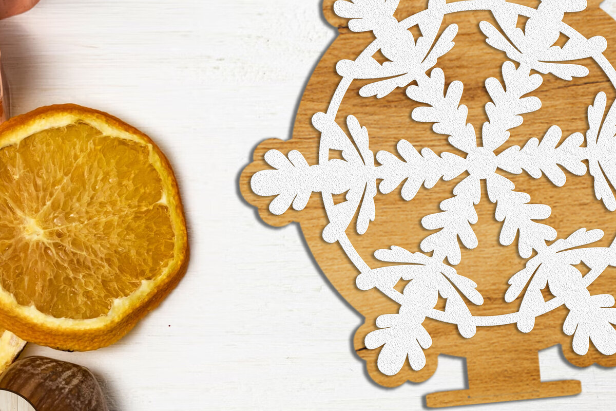 Σετ των 3 Intra απο ξύλο plywood 3mm-4mm πάχος Χριστουγεννιάτικη βάση στολίδι με νιφάδα χιονιού Δίασταση 4x4 cm INTRAFABR-109058093