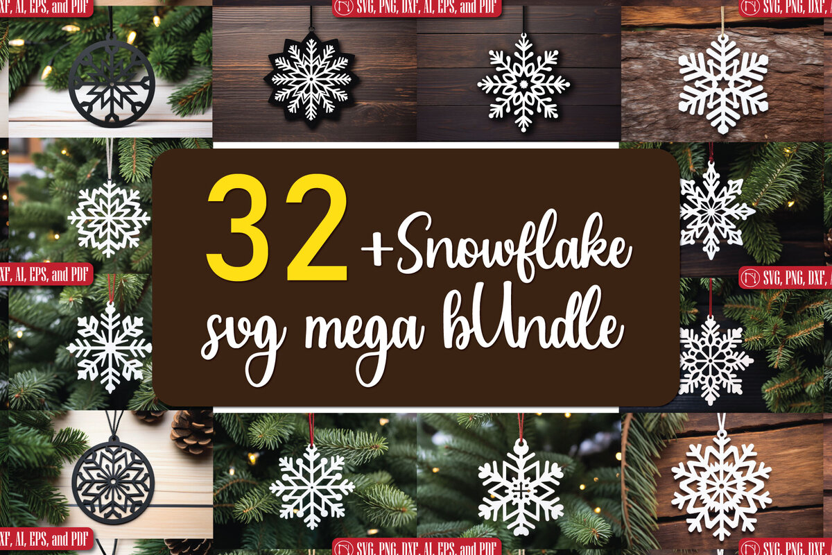 Σετ των 3 Intra απο ξύλο plywood 3mm-4mm πάχος Χριστουγεννιάτικο Στολίδι με νιφάδα χιονιού Δίασταση 8x8 cm INTRAFABR-82600978