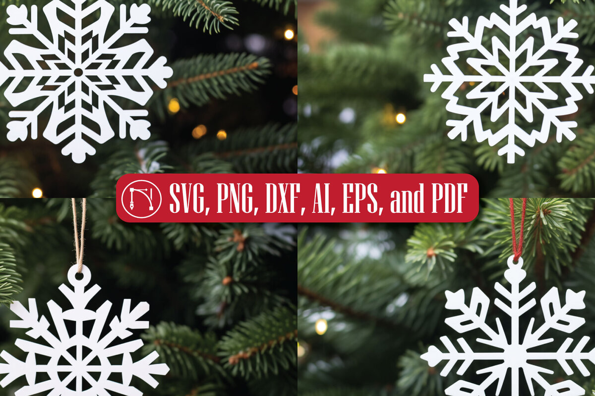 Σετ των 3 Intra απο ξύλο plywood 3mm-4mm πάχος Χριστουγεννιάτικο Στολίδι με νιφάδα χιονιού Δίασταση 8x8 cm INTRAFABR-82600780