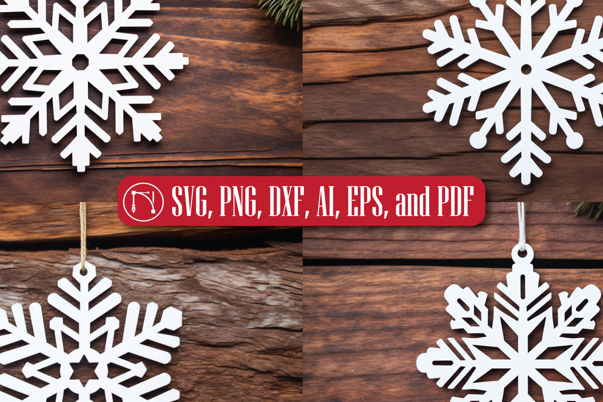 Σετ των 3 Intra απο ξύλο plywood 3mm-4mm πάχος Χριστουγεννιάτικο Στολίδι με νιφάδα χιονιού Δίασταση 8x8 cm INTRAFABR-82600817