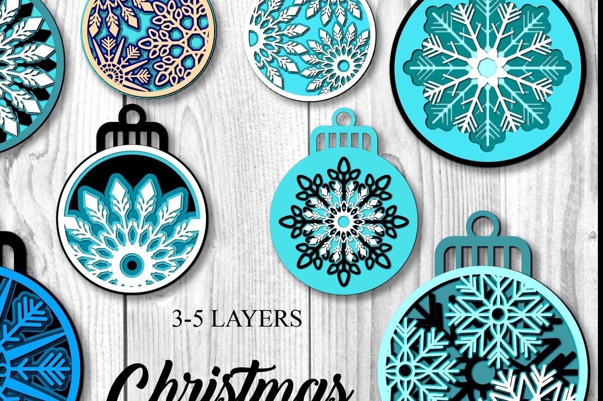 Σετ των 3 Intra απο ξύλο plywood 3mm-4mm πάχος Χριστουγεννιάτικα στολίδια με νιφάδες χιονιού Δίασταση 8x8 cm INTRAFABR-37963578