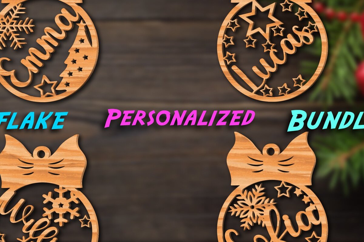Σετ των 3 Intra απο ξύλο plywood 3mm-4mm πάχος Προσωποποιημένη δέσμη Χριστουγεννιάτικων νιφάδων χιονιού Δίασταση 8x8 cm INTRAFABR-43814441