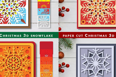 Σετ των 2 Intra απο ξύλο plywood 3mm-4mm πάχος Χριστουγεννιάτικο Snowflake Shadow Box Χαρτί κοπή Δίασταση 25x25 cm INTRAFABR-81581768