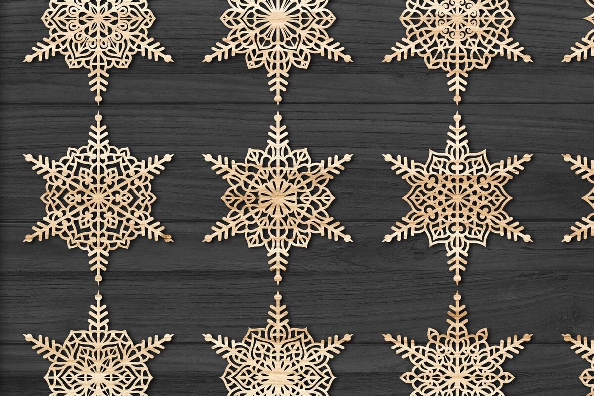 Σετ των 2 Intra απο ξύλο plywood 3mm-4mm πάχος Christmas Snowflake, Snowflakes 109 Δίασταση 15x15 cm INTRAFABR-79067536