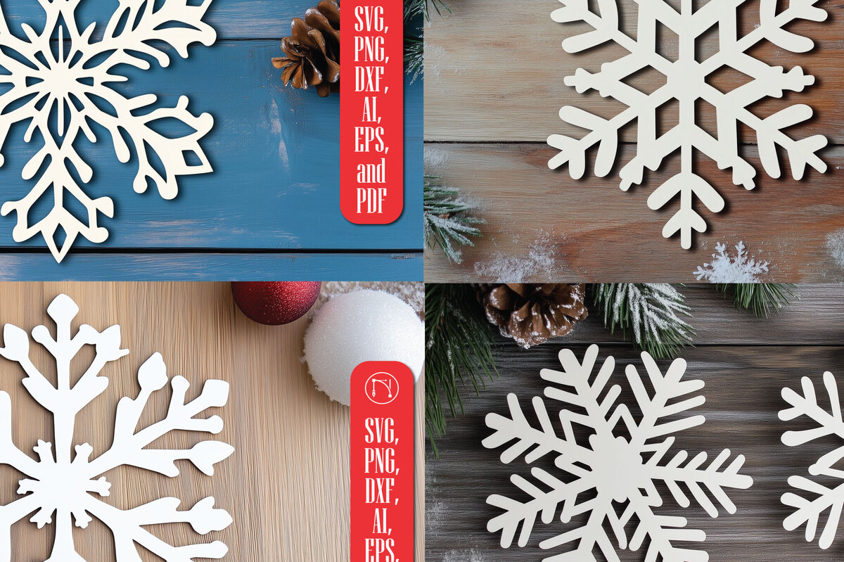 Σετ των 3 Intra απο ξύλο plywood 3mm-4mm πάχος αποκοπής Χριστουγεννιάτικου Snowflake Δίασταση 8x8 cm INTRAFABR-109864526