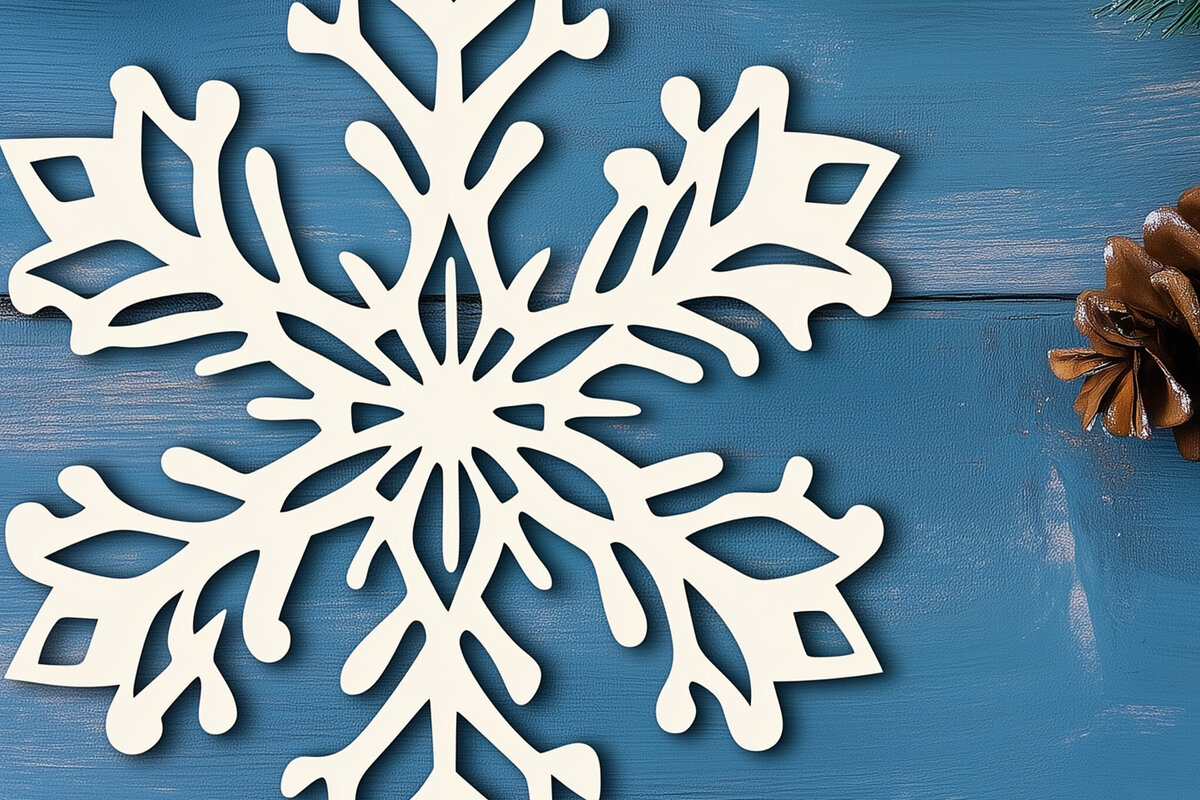 Σετ των 3 Intra απο ξύλο plywood 3mm-4mm πάχος αποκοπής Χριστουγεννιάτικου Snowflake Δίασταση 8x8 cm INTRAFABR-109721331