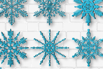 Σετ των 3 Intra απο ξύλο plywood 3mm-4mm πάχος Χριστουγεννιάτικο Snowflake Paper Cut 805 Δίασταση 8x8 cm INTRAFABR-53112713