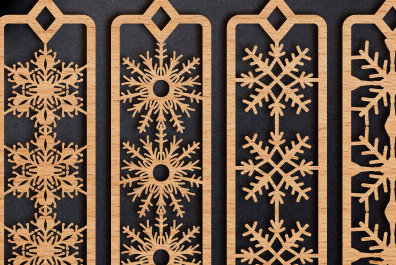 Σετ των 2 Intra απο ξύλο plywood 3mm-4mm πάχος Χριστουγεννιάτικες νιφάδες χιονιού σελιδοδείκτης κοπής με λέιζερ Δίασταση 15x15 cm INTRAFABR-78463685